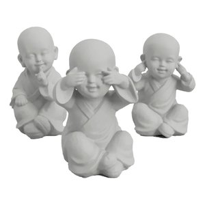 Kit Trio Buda 3d Decoração Cego Surdo Mudo Paz Harmonia - Cinza