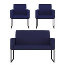 Ver imagem 1 de Kit Sofá 2 Lugares + 2 Poltronas para Recepção Sala Balaqui Cor:azul Marinho Azul Marinho