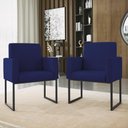 Ver imagem 5 de Kit Sofá 2 Lugares + 2 Poltronas para Recepção Sala Balaqui Cor:azul Marinho Azul Marinho