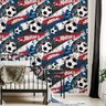 Papel Parede Efeito 3D Bola Futebol Quarto Menino rolo 3 mts - 4