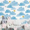 Papel Parede Nuvem Cinza Infantil Quarto Bebe Lavavel 3 mts - 2