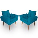 Ver imagem 1 de Kit 2 Poltronas Decorativa Paola Pes Palito Suede Azul Turquesa