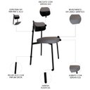 Ver imagem 3 de Cadeira de Jantar Estofada Kit 4 Ella M25 Linho Cinza/preto - Mpozenato