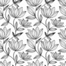 Papel de Parede Floral Flor Flores Preto Branco Sala 3m - 1