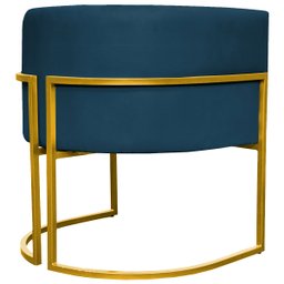 Poltrona Decorativa Para Sala Recepção Escritório Luna Suede Base de Ferro Dourada - 5