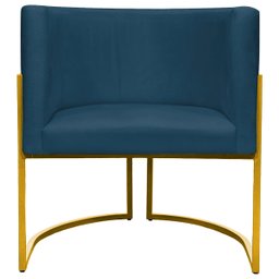 Poltrona Decorativa Para Sala Recepção Escritório Luna Suede Base de Ferro Dourada - 3
