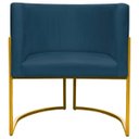 Ver imagem 3 de Poltrona Decorativa Para Sala Recepção Escritório Luna Suede Base de Ferro Dourada