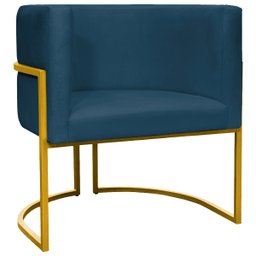 Poltrona Decorativa Para Sala Recepção Escritório Luna Suede Base de Ferro Dourada - 1