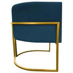 Poltrona Decorativa Para Sala Recepção Escritório Luna Suede Base de Ferro Dourada - 4