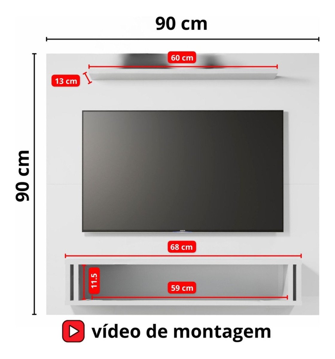 Estante Rack Painel Suspenso Tv 32 Sala ou Quarto - 3