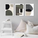Ver imagem 1 de Kit 3 Quadros Modernos Abstratos Tons de Cinza e Preto 45x34cm - com Vidro:madeira Branca