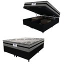 Ver imagem 1 de Cama Box Baú Casal King Colchão Gazin com Molas Ensacadas Rubi 193x203x73cm Suede Preto/cinza