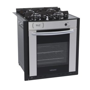 Fogão de Embutir À Gás 4 Bocas Gaudi Prisma Vitreo Bl Venax Inox Bivolt
