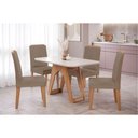 Ver imagem 1 de Sala de Jantar Completa Carol Tampo Madeirado C/ Vidro 130x80cm e 4 Cadeiras Clarice Savana-