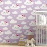 Papel de Parede Nuvem de Amor Lilás Menina Bebe Adesivo 3m - 2