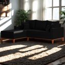 Ver imagem 4 de Sofá 3 Lugares Beny com Chaise Esquerdo Suede Preto