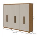 Ver imagem 4 de Guarda-roupa Casal Áries 6 Portas 5 Gavetas Flex 59621.58 Amêndoa Clean/off White - Móveis Lopas