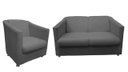 Ver imagem 1 de Kit Namoradeira + 2 Poltronas Decorativa Biane Suede Cinza Pés Cromado Mz Decor
