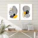 Ver imagem 2 de Kit 2 Quadros Abstratos Minimalistas Preto Cinza Amarelo 33x24cm - com Vidro:madeira Preta