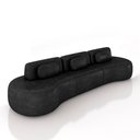 Ver imagem 2 de Sofá Sala de Estar Modulado França 326cm Encosto Articulável com Almofadas Pu Preto G45 - Gran Belo