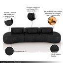 Ver imagem 3 de Sofá Sala de Estar Modulado França 326cm Encosto Articulável com Almofadas Pu Preto G45 - Gran Belo