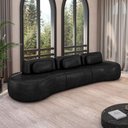 Ver imagem 1 de Sofá Sala de Estar Modulado França 326cm Encosto Articulável com Almofadas Pu Preto G45 - Gran Belo