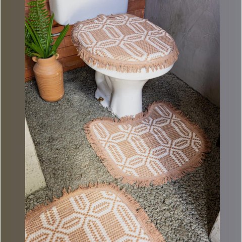 Kit Tapete de Banheiro 3 Peças Cor: Caramelo