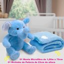 Ver imagem 4 de Manta e Bichinho Pelúcia Buettner Baby Microfibra Elefante Azul