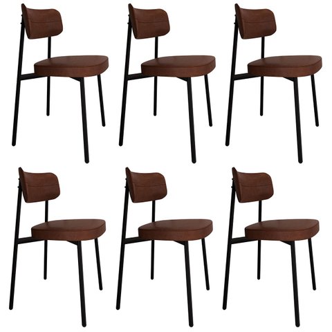 Cadeira de Jantar Estofada Kit 6 Ella M25 Sintético Whisky - Mpozenato