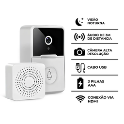 Campainha C/ Câmera Wifi S Fio Inteligente Interfone C Áudio - 7