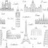 Papel de Parede Cidades Menina Paris Londres Preto 3m - 1