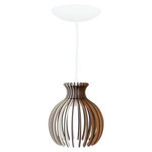 Pendente Luminária Nacar E27 Madeira Sala Moderno Desmontada:branco