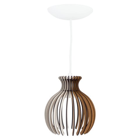 Pendente Luminária Nacar E27 Madeira Sala Moderno Desmontada:branco