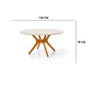 Ver imagem 4 de Mesa de Jantar Julia Redonda Elegante Cozinha 1,10 C/ Vidro:off White