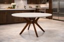 Ver imagem 1 de Mesa de Jantar Julia Redonda Elegante Cozinha 1,10 C/ Vidro:off White