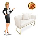 Ver imagem 5 de Namoradeira Paola 02 Lugares Linho Base Metálica Dourado - D’Rossi - A27 Areia