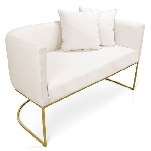 Namoradeira Paola 02 Lugares Linho Base Metálica Dourado - D’Rossi - A27 Areia