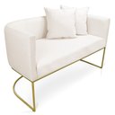 Ver imagem 1 de Namoradeira Paola 02 Lugares Linho Base Metálica Dourado - D’Rossi - A27 Areia