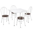 Ver imagem 1 de Conjunto Mesa de Jantar 90cm com 4 Cadeiras Multimóveis Cr50133 Branco/marrom