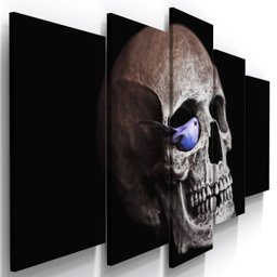 Quadro Decorativo Cranio Humano Passarinho Caveira Anatomia - 1