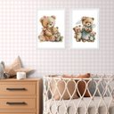 Ver imagem 2 de Kit 2 Quadros Quarto Bebê Ursinha Vintage 33x24cm:madeira Preta