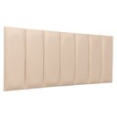 Ver imagem 1 de Cabeceira Casal Veludo Marfim Placa Modulada Estofada Ripada Adesiva