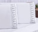 Ver imagem 2 de Jogo lençol Tulipa quarto casal Padrão bordado 4 peças 2fronha: Branco com Cinza
