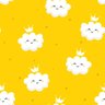 Papel de Parede Amarelo Nuvem Coroa Cilios Bebe Menina 3m - 1