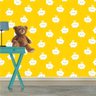 Papel de Parede Amarelo Nuvem Coroa Cilios Bebe Menina 3m - 2