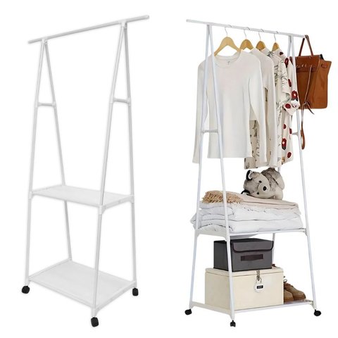 Arara de Roupas Sapateira Cabideiro Closet Prateleira Guarda Roupa Movel Rodas Aberto Organizador Qu