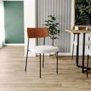 Ver imagem 1 de Kit 08 Cadeiras Estofadas para Sala de Jantar Melina L02 Couríssimo Camel Bouclê Creme - Lyam
