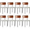 Ver imagem 3 de Kit 08 Cadeiras Estofadas para Sala de Jantar Melina L02 Couríssimo Camel Bouclê Creme - Lyam