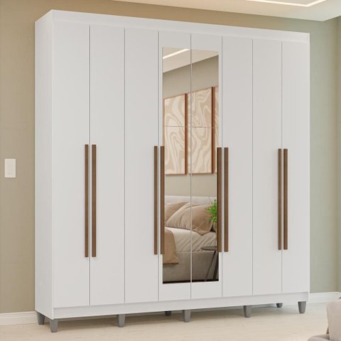 Guarda-Roupa Casal com Pés 8 Portas Batentes com Espelho Venus Madesa