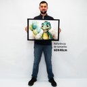 Ver imagem 2 de Quadro Decorativo Baby Dino em Moldura Caixa Tacolado Moldura Caixa 3cm Branca com Vidro 40 X 60cm